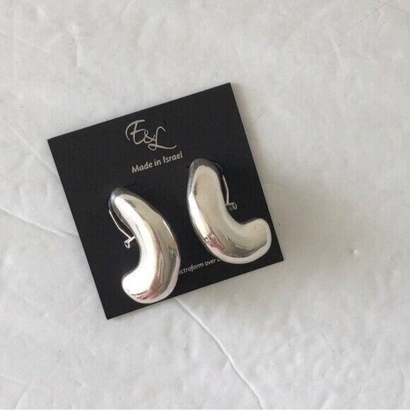 E&L Israel Sterling Silver Wave Electrofom Earrings New 1 3/4in long - Picture 5 of 13